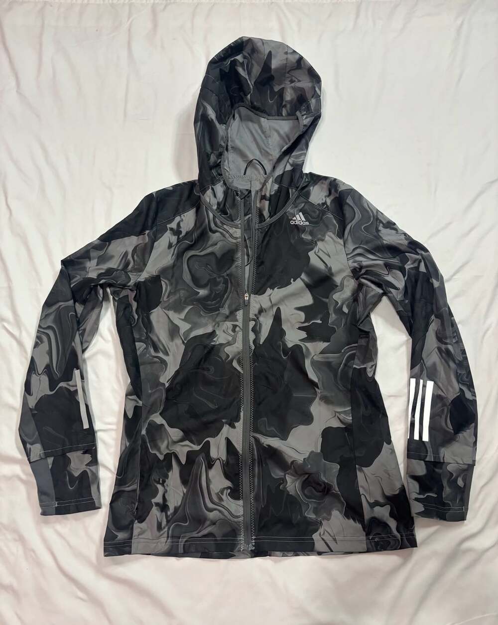Adidas Response Energy Running Jacket Size S Gray Marble Hooded